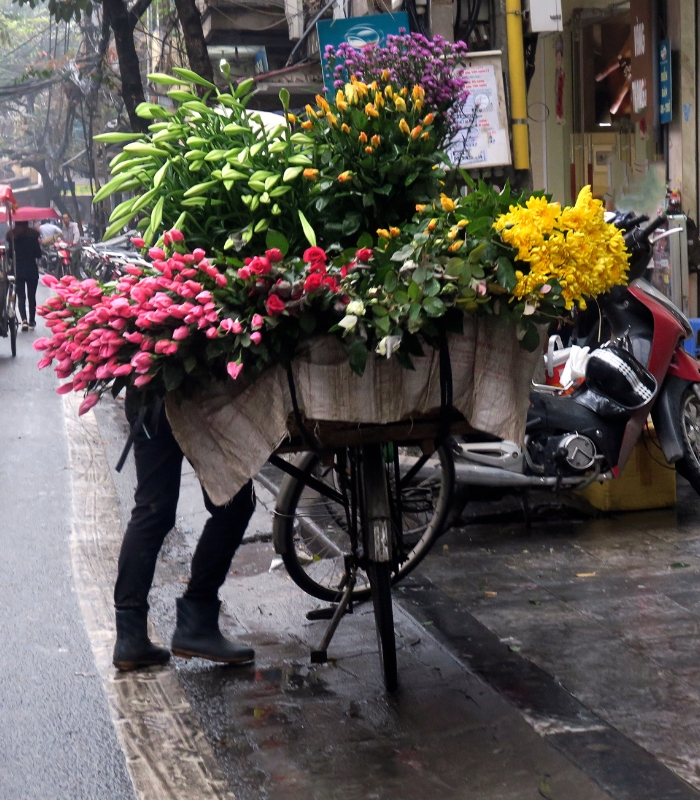 Xe đạp bán hoa tràn ngập màu sắc