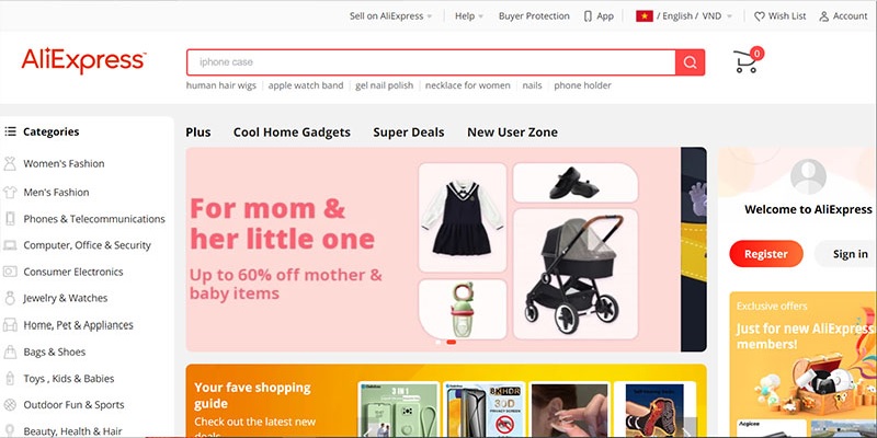 website nhập hàng quảng châu Aliexpress