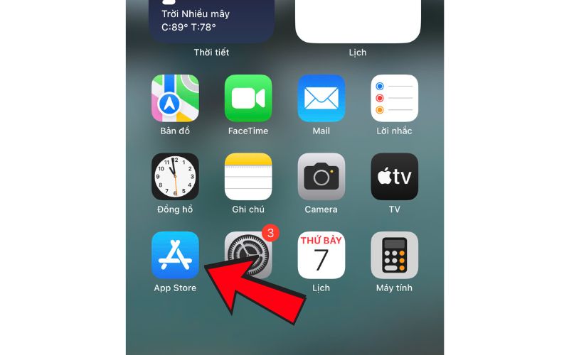 vào kho ứng dụng app store
