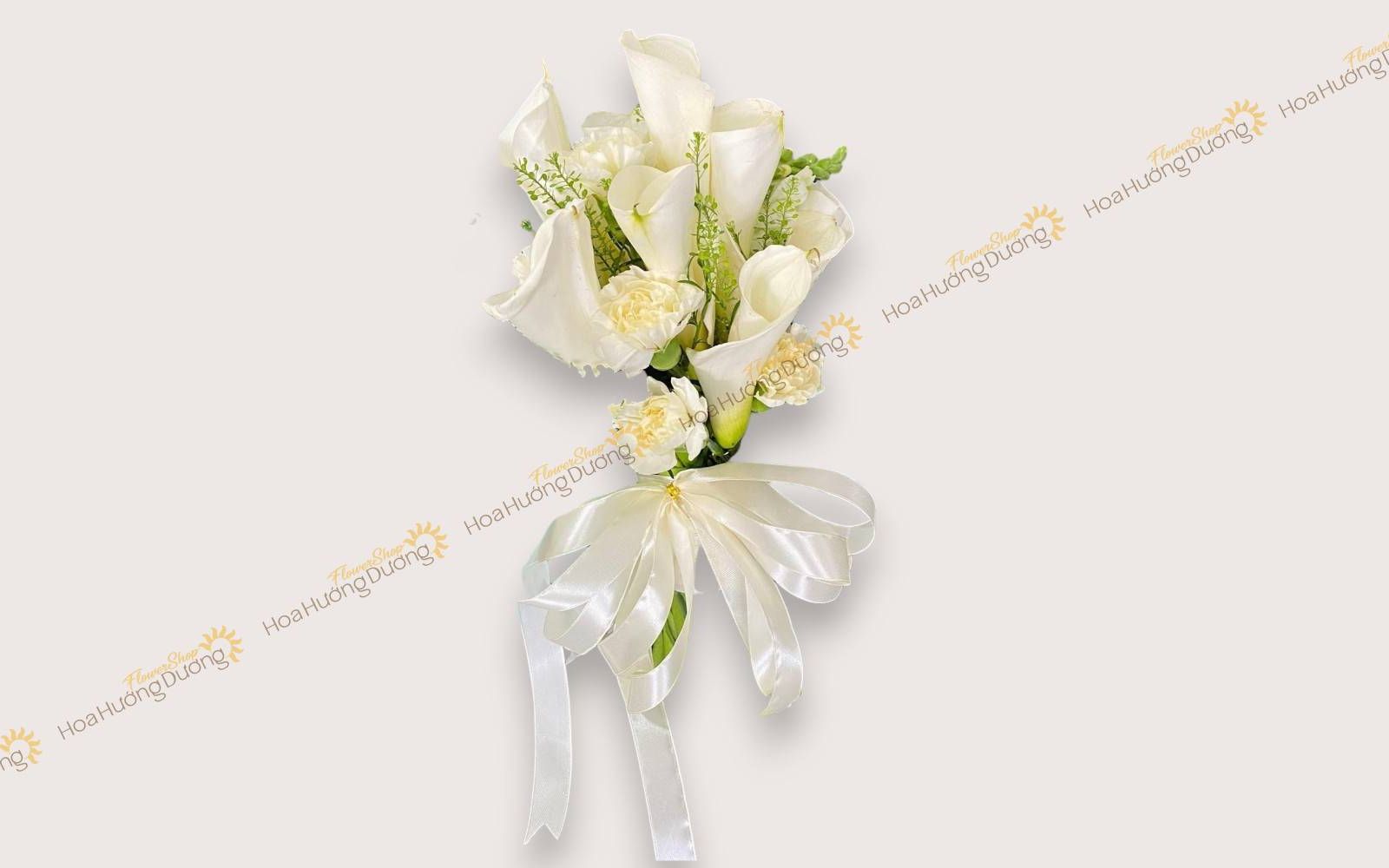 Bó hoa cưới rum trắng